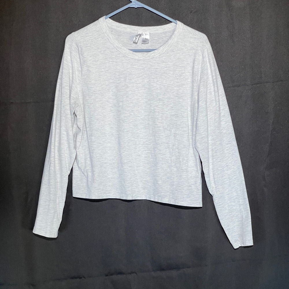 H&M Divided Womens XXL Light Gray Heathered Long Sleeve Basic Crew Neck T-Shirt